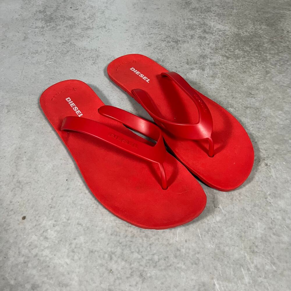 Diesel Mens Blue Size 45/46 Pre-owned Made In Italy Flip Flops